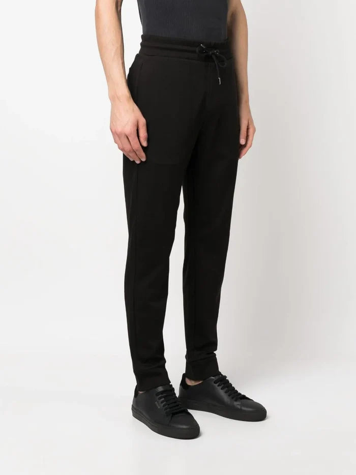 BOSS MEN Logo-patch Slim Track Trousers Black - MAISONDEFASHION.COM