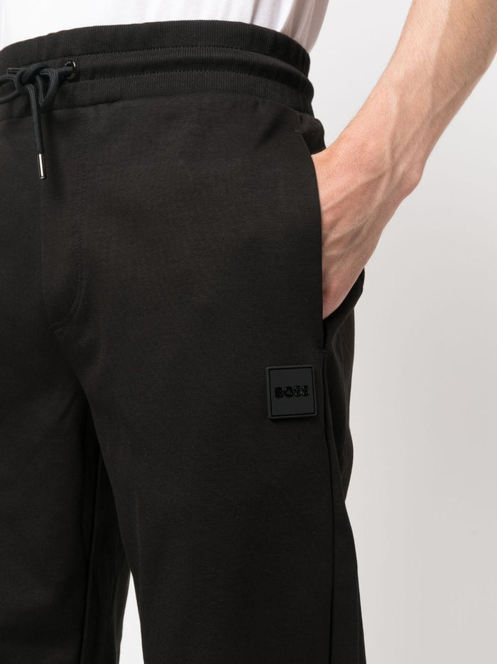 BOSS MEN Logo-patch Slim Track Trousers Black - MAISONDEFASHION.COM