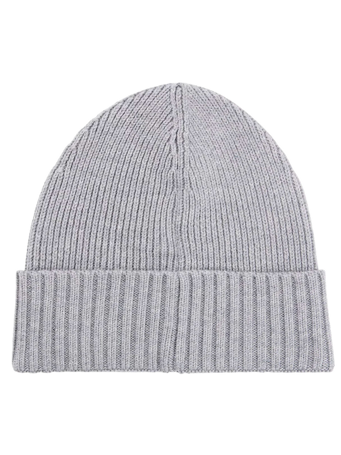 BOSS MEN Logo-patch Virgin Wool Beanie Silver - MAISONDEFASHION.COM