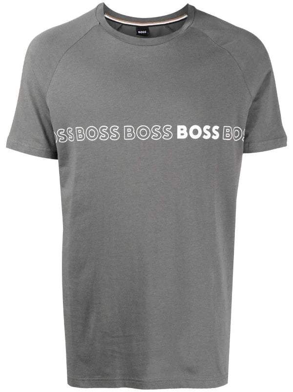 BOSS Logo-print Cotton T-shirt Dark Grey - MAISONDEFASHION.COM