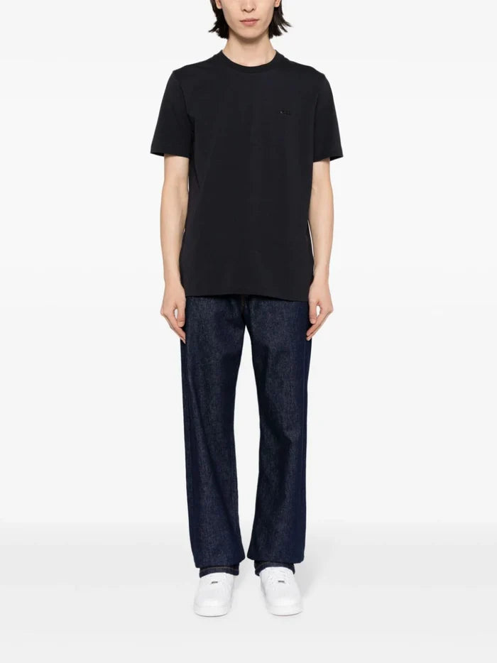 BOSS MEN Logo Print  Jersey T-shirt Dark Blue - MAISONDEFASHION.COM