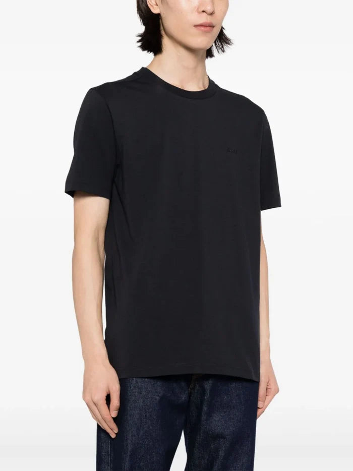 BOSS MEN Logo Print  Jersey T-shirt Dark Blue - MAISONDEFASHION.COM