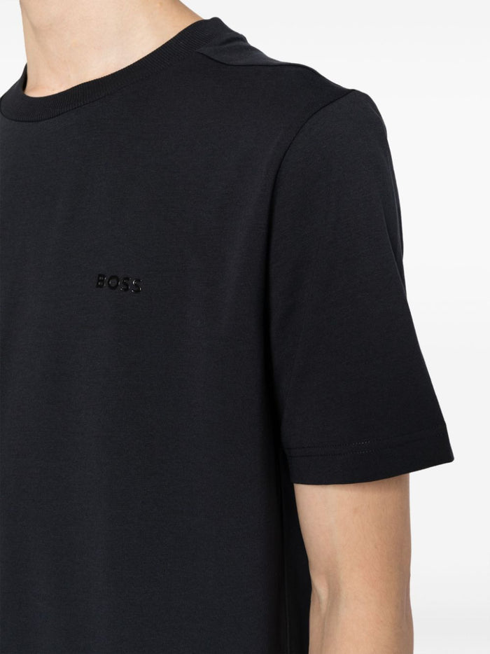 BOSS MEN Logo Print  Jersey T-shirt Dark Blue - MAISONDEFASHION.COM