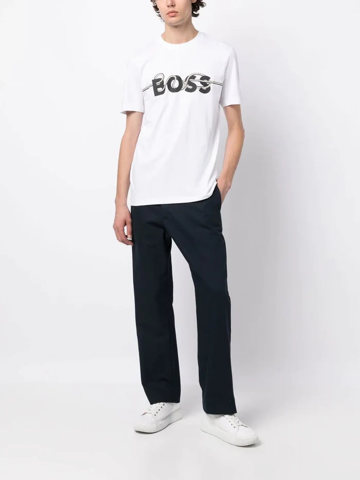 BOSS Logo-print Short-sleeve T-shirt White - MAISONDEFASHION.COM