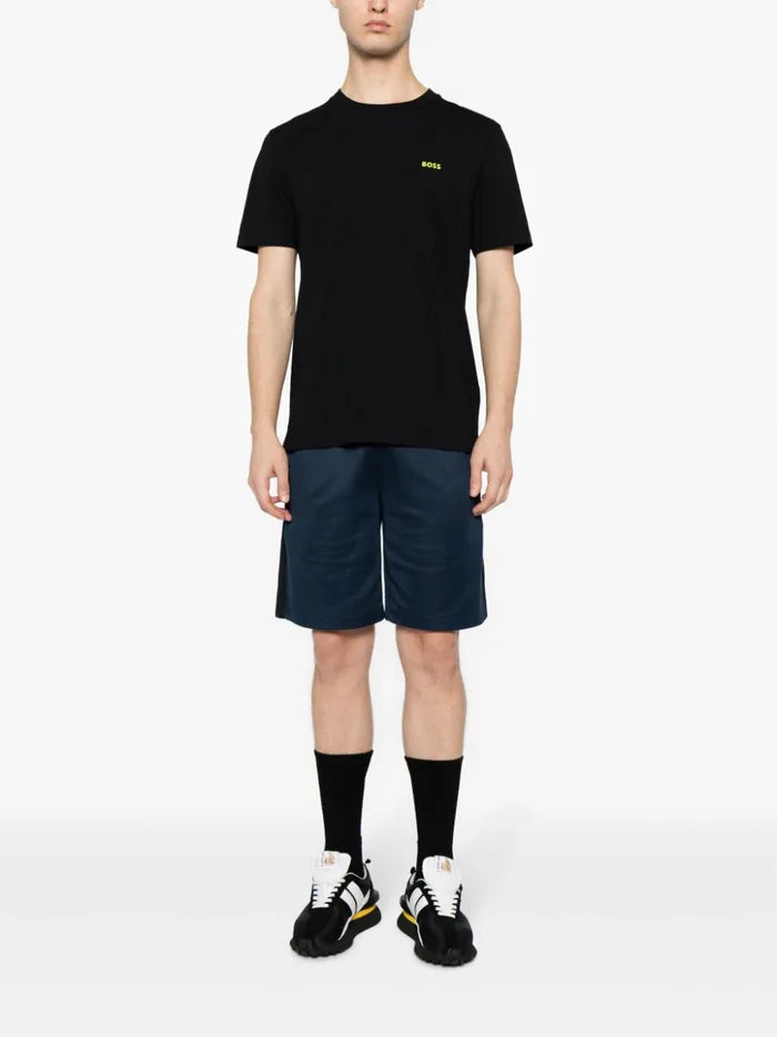 BOSS MEN Logo-print Short-sleeved T-shirt Black - MAISONDEFASHION.COM