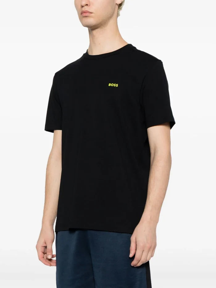 BOSS MEN Logo-print Short-sleeved T-shirt Black - MAISONDEFASHION.COM