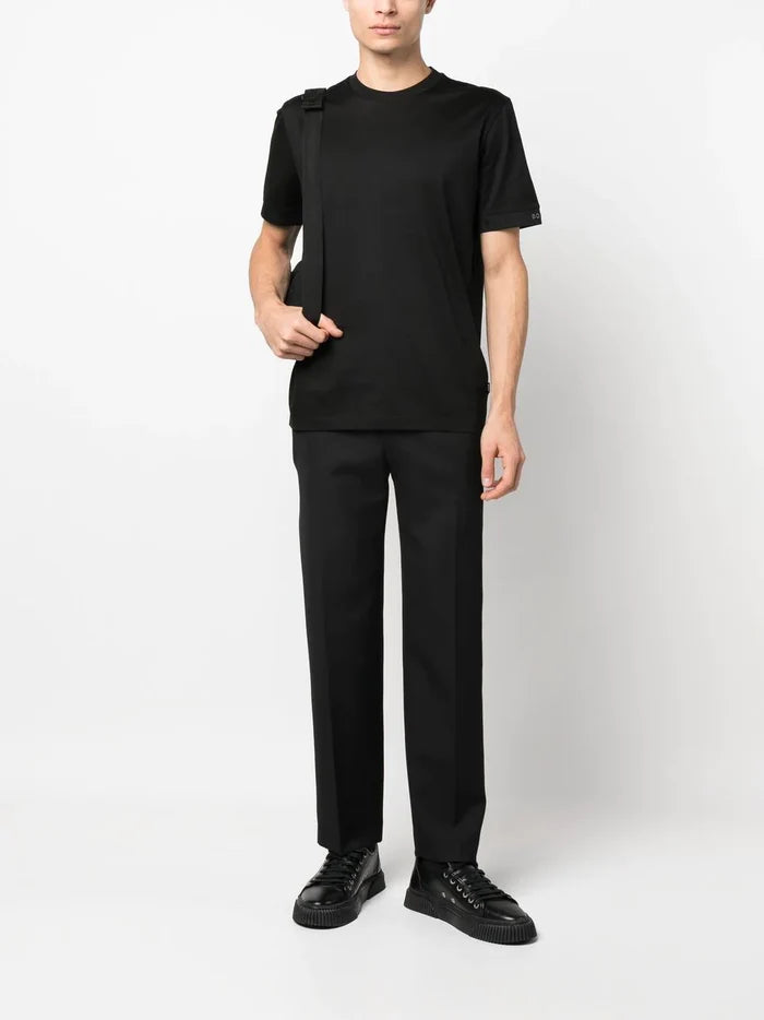 BOSS Logo-print Strap Cotton T-shirt Black - MAISONDEFASHION.COM