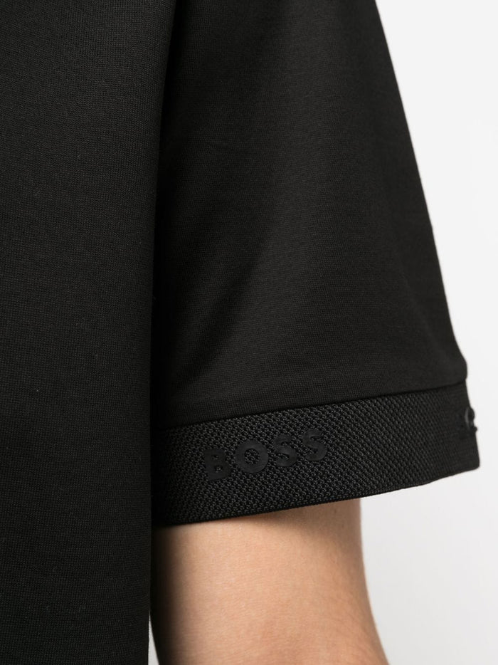 BOSS Logo-print Strap Cotton T-shirt Black - MAISONDEFASHION.COM