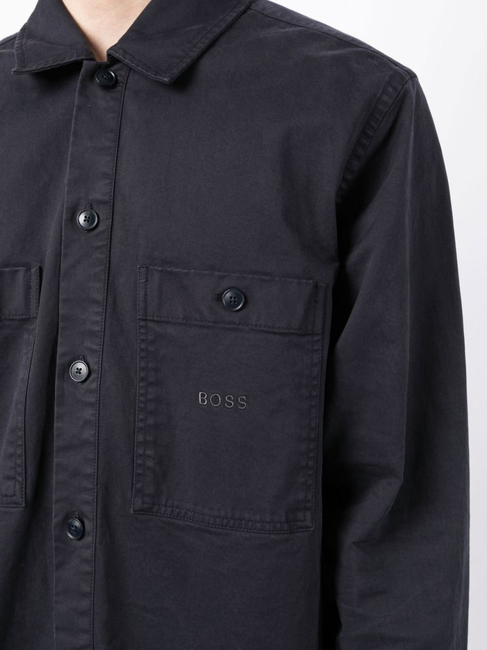 BOSS Long sleeve Shirt Jacket Dark Blue - MAISONDEFASHION.COM