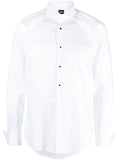 BOSS MEN Cotton Tuxedo Long-sleeved Shirt White - MAISONDEFASHION.COM