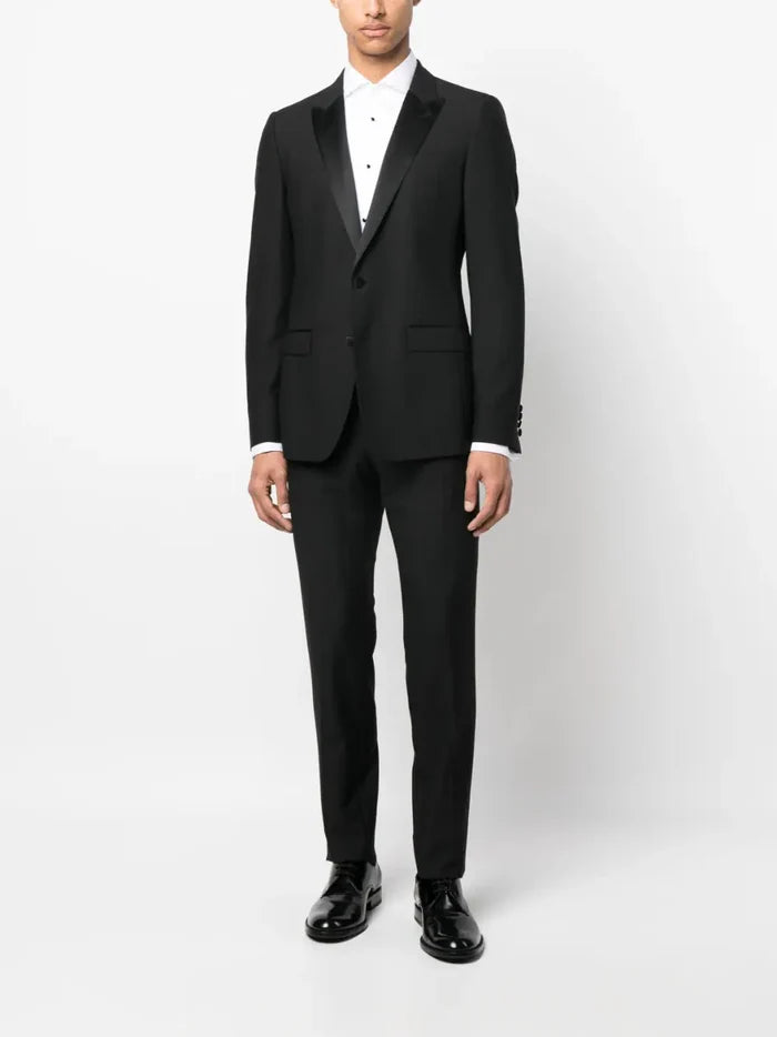 BOSS MEN Cotton Tuxedo Long-sleeved Shirt White - MAISONDEFASHION.COM