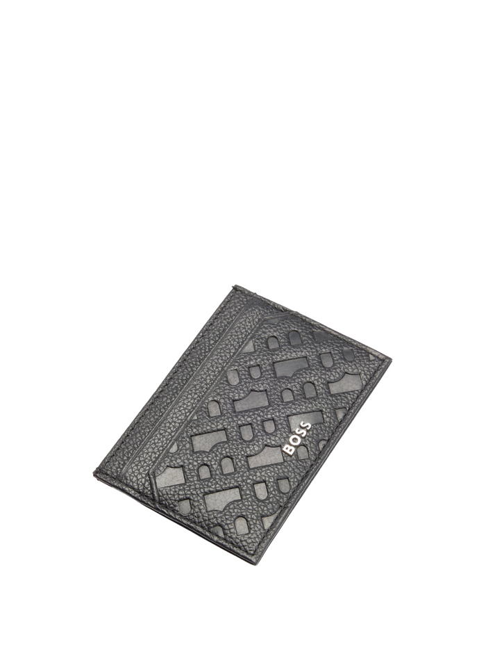 BOSS MEN Grained-leather Card Holder Black - MAISONDEFASHION.COM