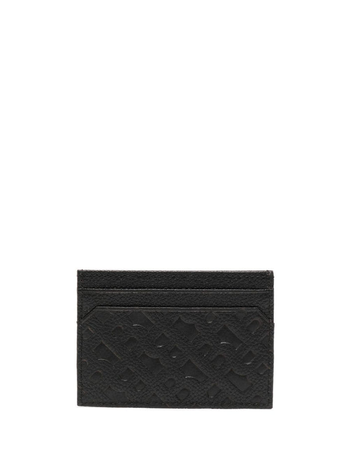 BOSS MEN Grained-Leather Card Holder Black - MAISONDEFASHION.COM