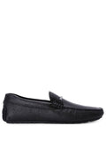 BOSS MEN Grained-leather Moccasins Black - MAISONDEFASHION.COM
