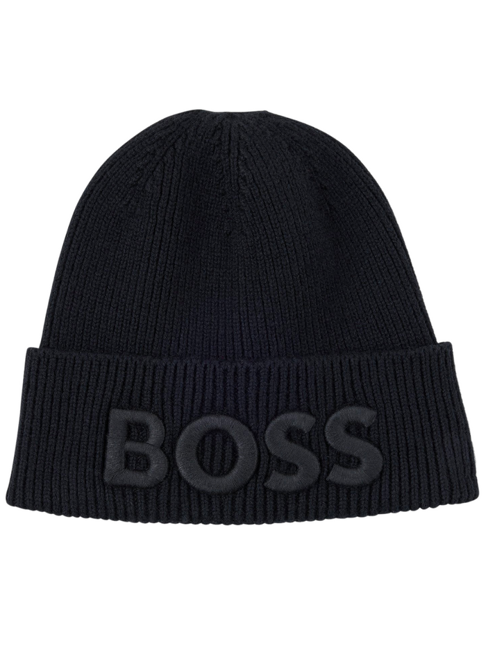 BOSS Beanie Hat Black - MAISONDEFASHION.COM