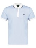 BOSS MEN Logo-embroidered Piqué Polo Shirt Open Blue - MAISONDEFASHION.COM