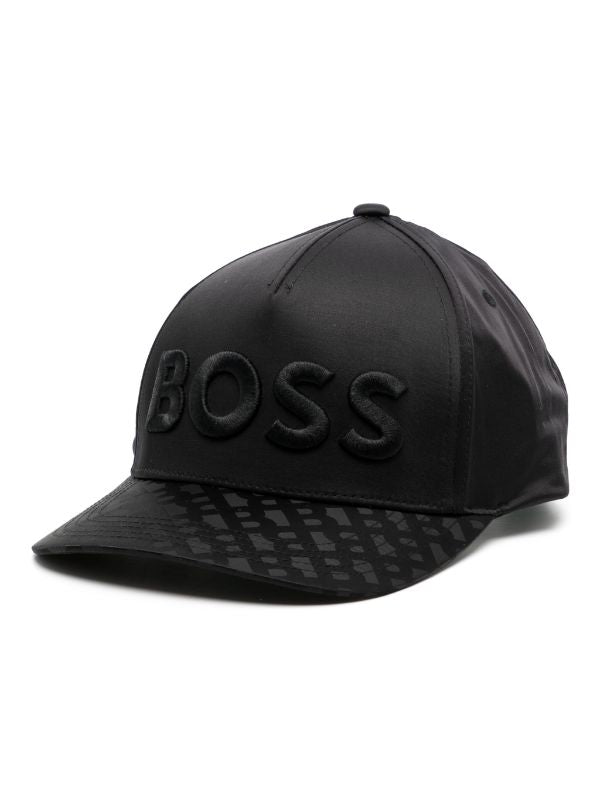 BOSS MEN Logo-embroidered Satin Sevile Cap Black - MAISONDEFASHION.COM