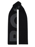 BOSS MEN Logo Intarsia knit Scarf Black - MAISONDEFASHION.COM
