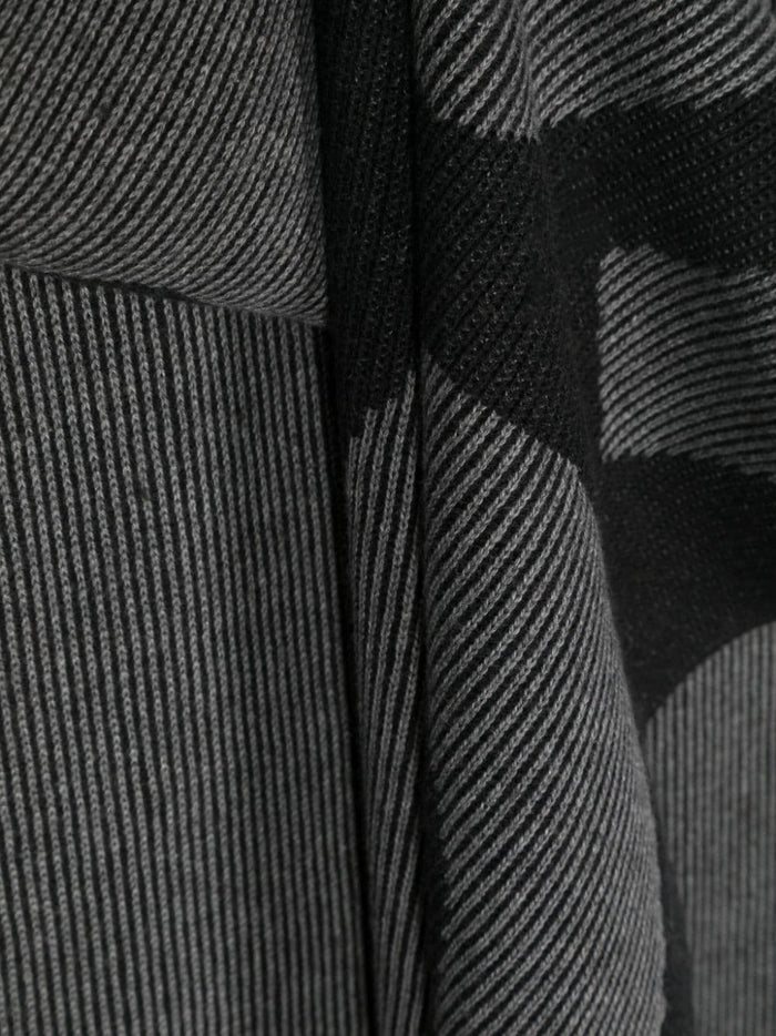 BOSS MEN Logo Intarsia knit Scarf Black - MAISONDEFASHION.COM