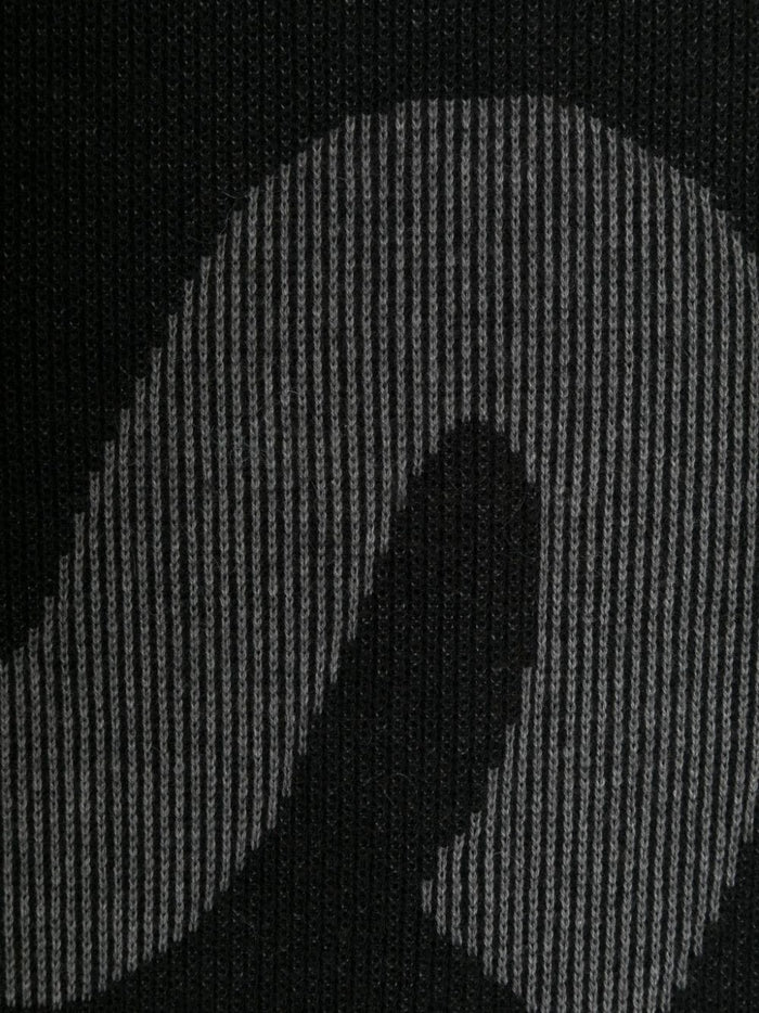 BOSS MEN Logo Intarsia knit Scarf Black - MAISONDEFASHION.COM