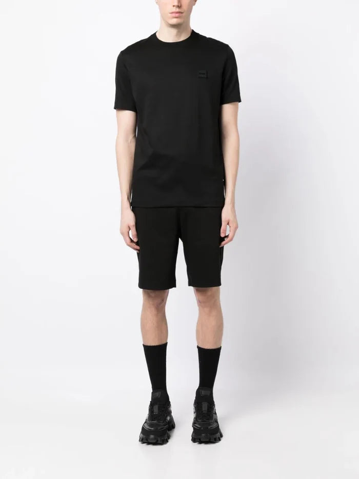 BOSS MEN Logo-patch Cotton T-shirt Black - MAISONDEFASHION.COM