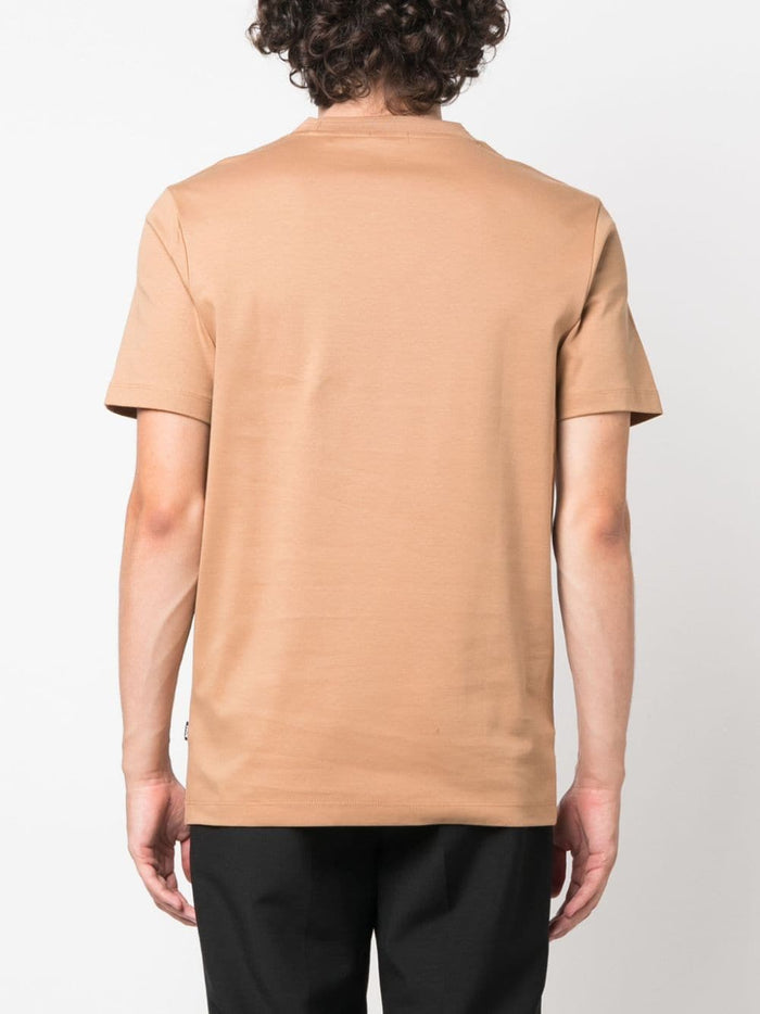 BOSS MEN Logo-patch Cotton T-shirt Medium Beige - MAISONDEFASHION.COM