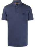 BOSS MEN Logo-patch Cotton Polo Shirt Navy - MAISONDEFASHION.COM