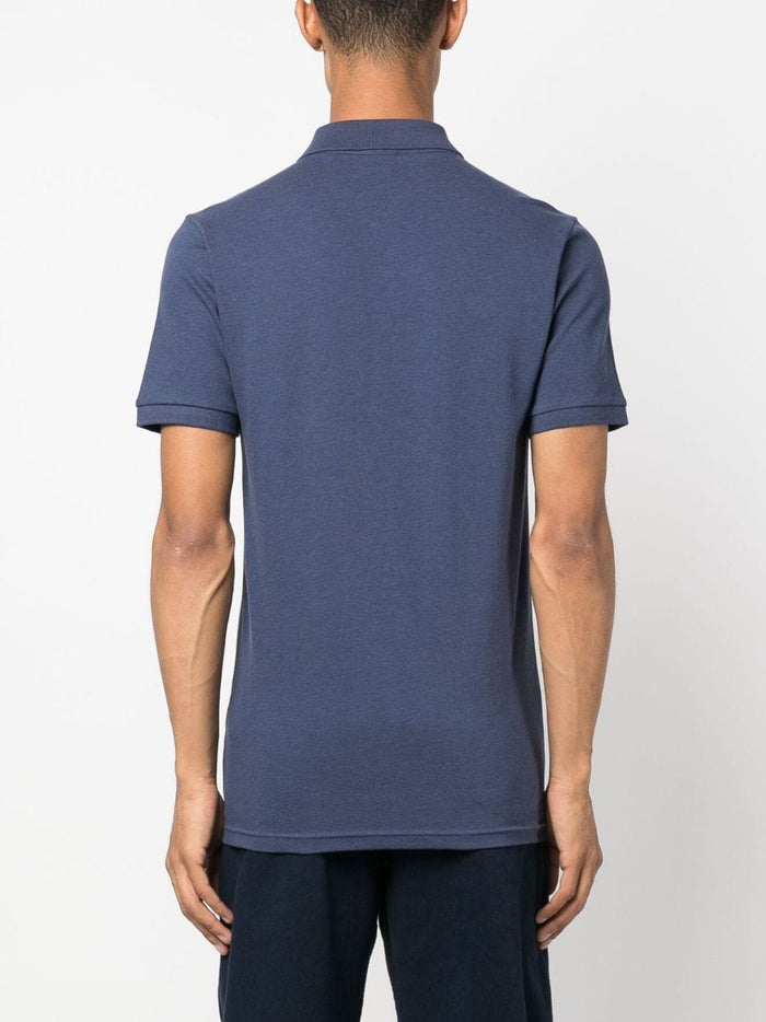 BOSS MEN Logo-patch Cotton Polo Shirt Navy - MAISONDEFASHION.COM