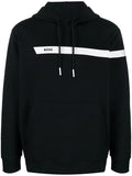 BOSS MEN Logo-print Cotton Blend Hoodie Black/White - MAISONDEFASHION.COM