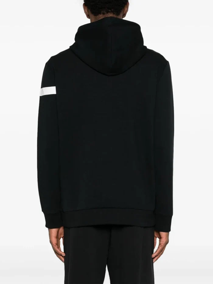BOSS MEN Logo-print Cotton Blend Hoodie Black/White - MAISONDEFASHION.COM