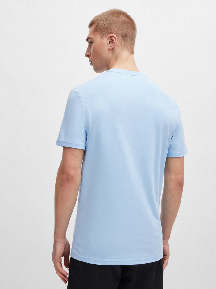 BOSS MEN Logo-print Cotton Regular-fit T-Shirt Light/Pastel Blue - MAISONDEFASHION.COM