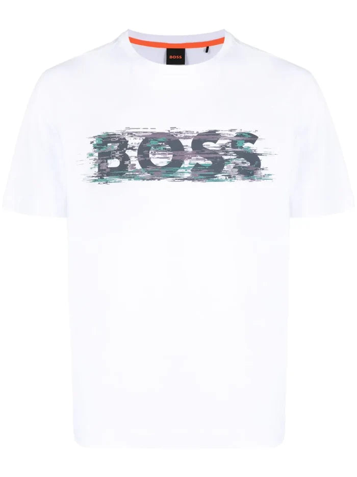 BOSS MEN Logo-print Cotton T-shirt White - MAISONDEFASHION.COM