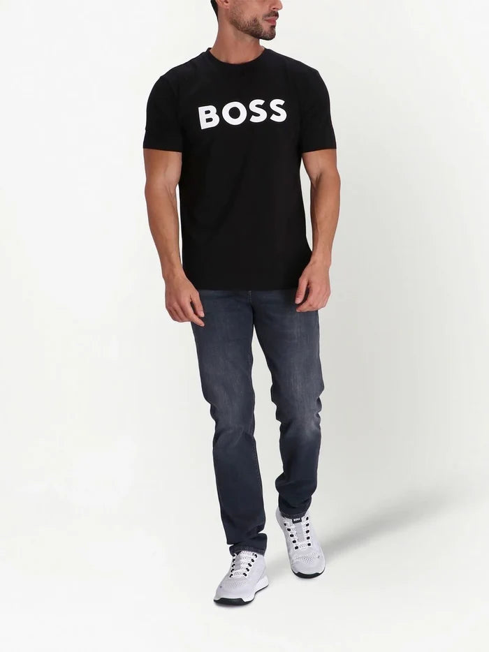 BOSS MEN Logo-print Detail T-shirt Black - MAISONDEFASHION.COM