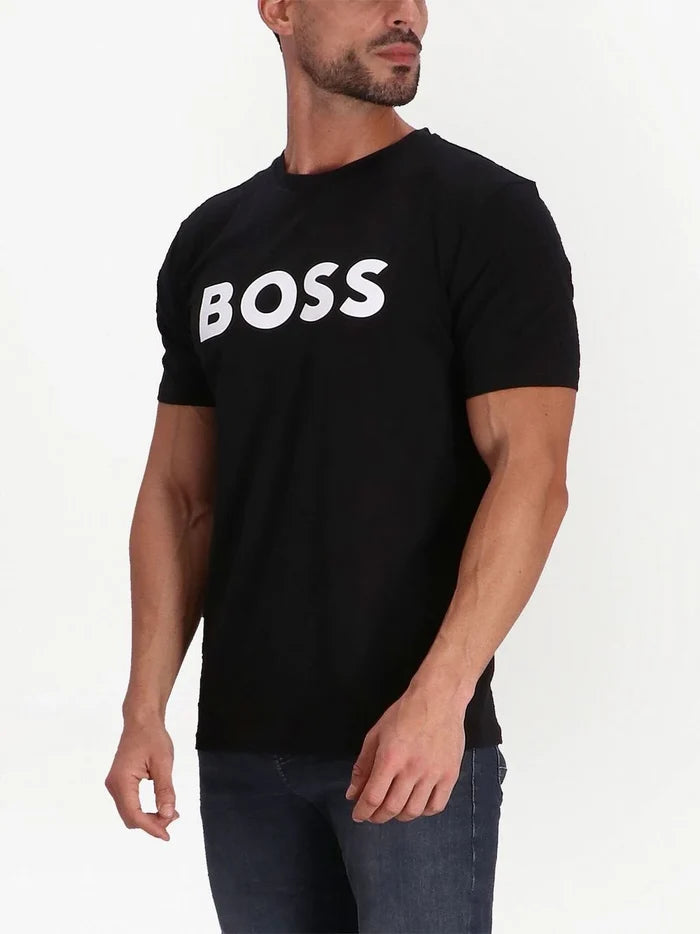 BOSS MEN Logo-print Detail T-shirt Black - MAISONDEFASHION.COM