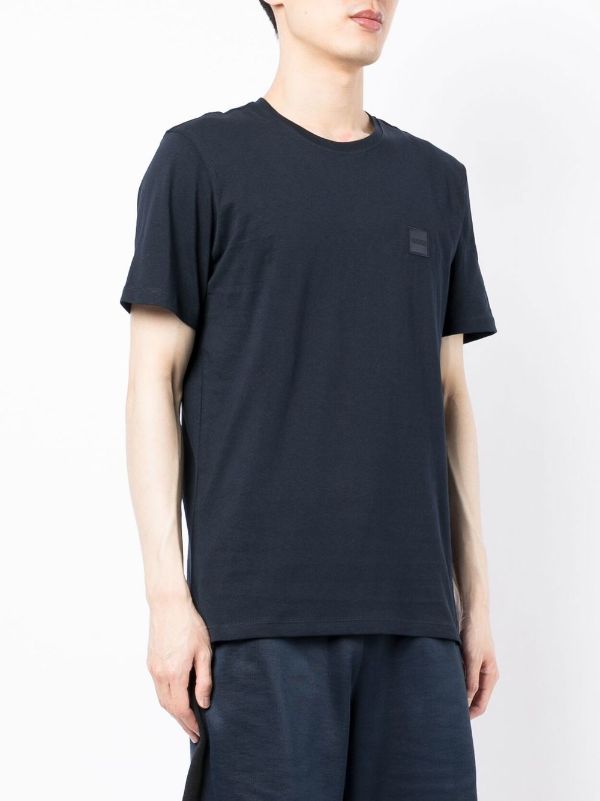 BOSS MEN Logo-print Short-sleeved T-shirt Navy - MAISONDEFASHION.COM