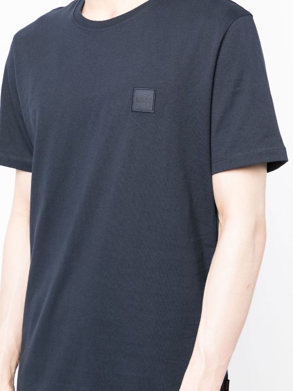 BOSS MEN Logo-print Short-sleeved T-shirt Navy - MAISONDEFASHION.COM