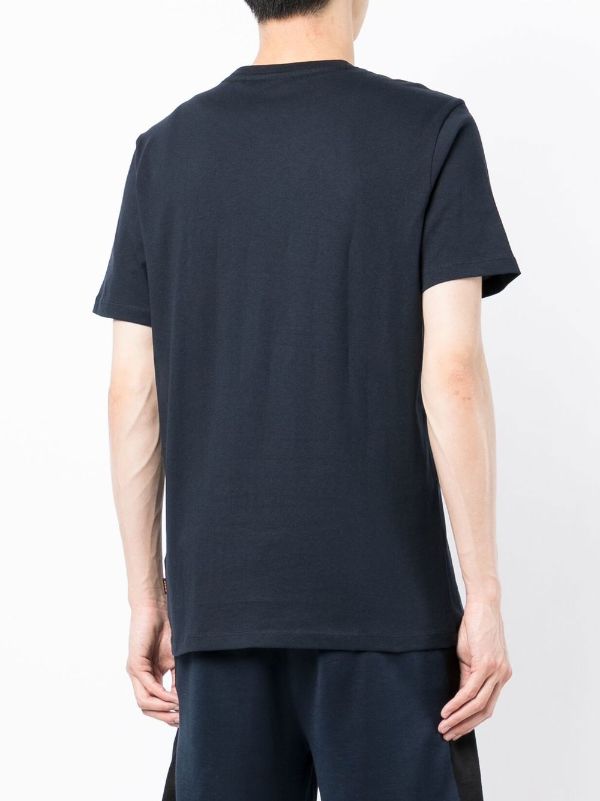 BOSS MEN Logo-print Short-sleeved T-shirt Navy - MAISONDEFASHION.COM
