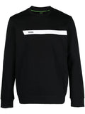 BOSS MEN Logo-print Stripe-detail Sweatshirt Black/White - MAISONDEFASHION.COM