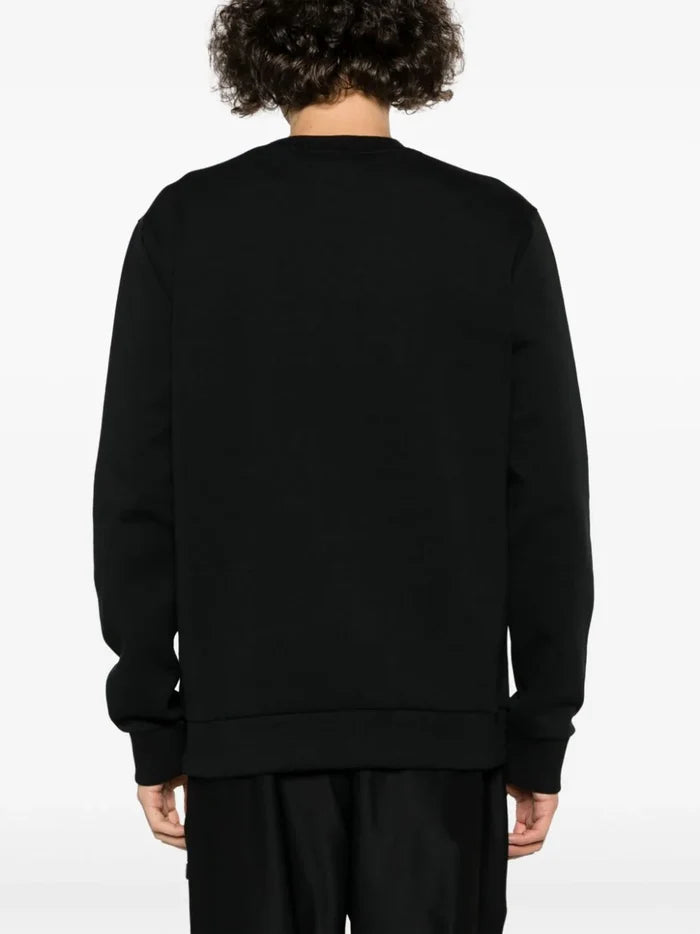 BOSS MEN Logo-print Stripe-detail Sweatshirt Black/White - MAISONDEFASHION.COM