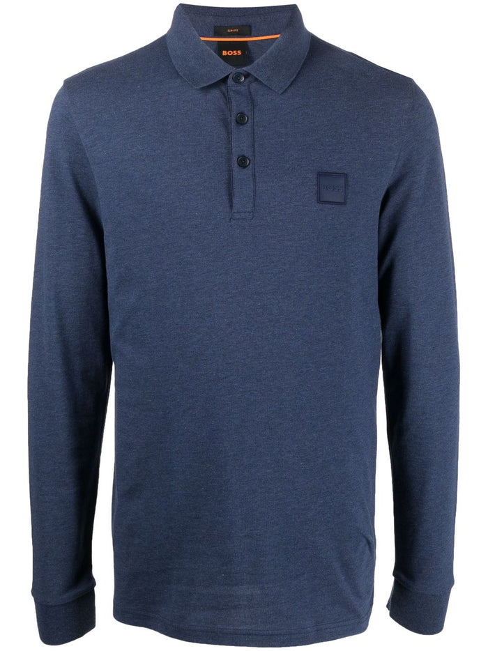 BOSS MEN Long-sleeved Polo Shirt Navy - MAISONDEFASHION.COM