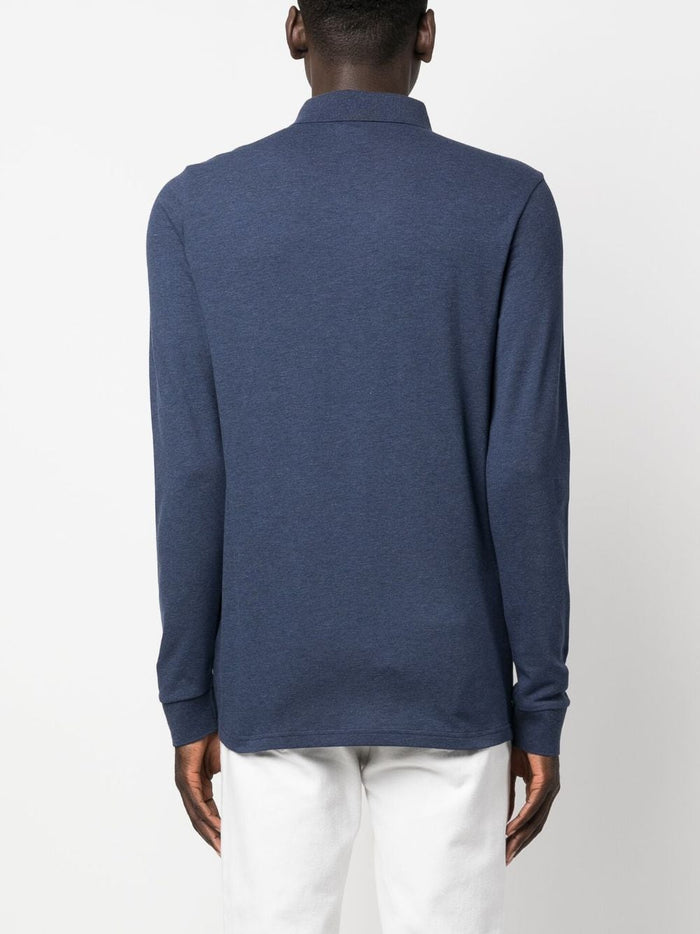 BOSS MEN Long-sleeved Polo Shirt Navy - MAISONDEFASHION.COM