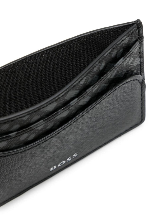 BOSS MEN Monogram-print Money-clip Cardholder Black - MAISONDEFASHION.COM