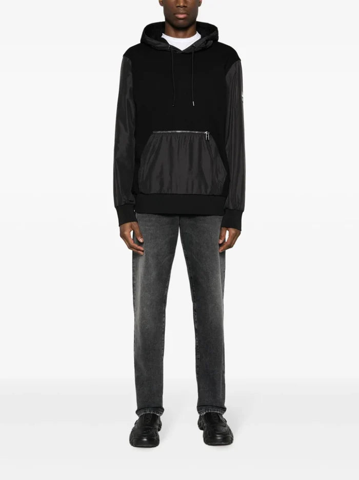 BOSS MEN Panelled Tonal Hoodie Black - MAISONDEFASHION.COM