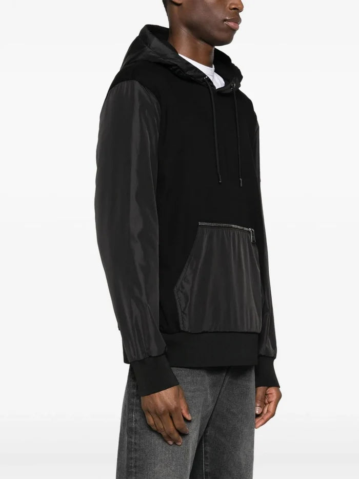 BOSS MEN Panelled Tonal Hoodie Black - MAISONDEFASHION.COM