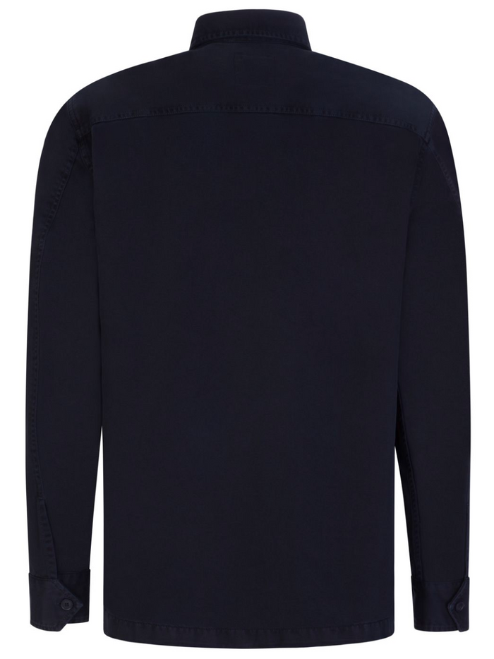 BOSS MEN Regular-fit Logo-embroidered Cotton Overshirt Jacket Dark Blue - MAISONDEFASHION.COM