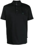 BOSS MEN Regular-fit Logo-patch Cotton Polo Shirt Black - MAISONDEFASHION.COM