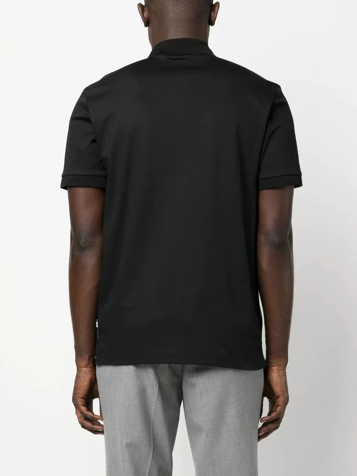 BOSS MEN Regular-fit Logo-patch Cotton Polo Shirt Black - MAISONDEFASHION.COM