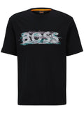 BOSS MEN Regular-fit TeDigitalLogo T-shirt Black - MAISONDEFASHION.COM