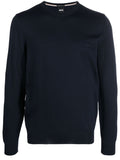 BOSS MEN Botto-L Virgin Wool Jumper Navy - MAISONDEFASHION.COM
