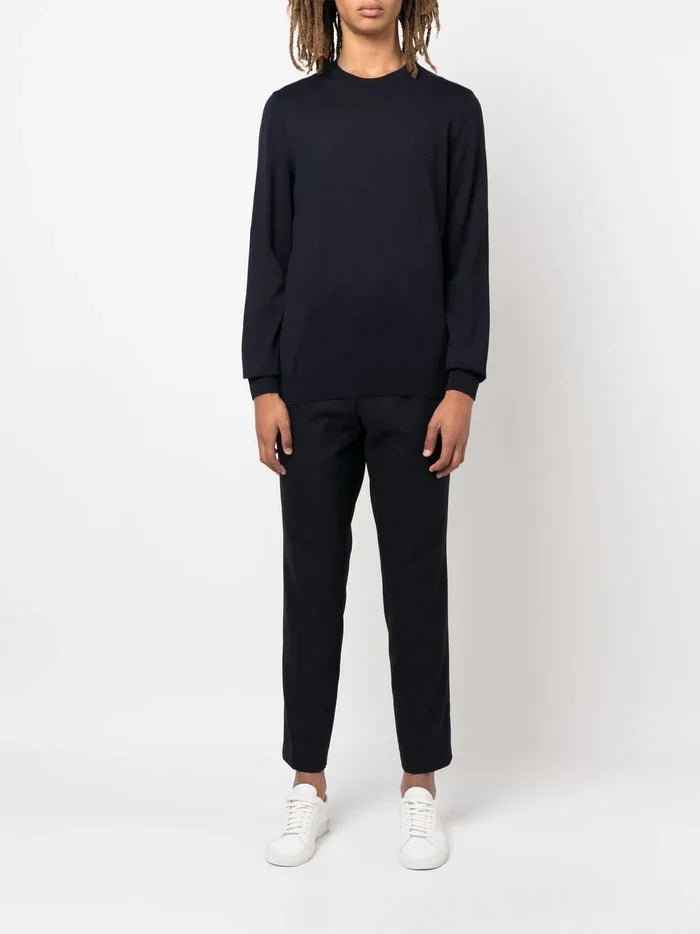 BOSS MEN Botto-L Virgin Wool Jumper Navy - MAISONDEFASHION.COM